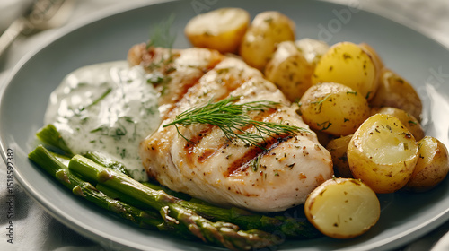 food, meat, meal, dinner, plate, chicken, fried, dish, fish, salad, grilled, cuisine, lunch, vegetable, healthy, salmon, pork, gourmet, white, green, sauce, tomato, cooked, restaurant, potato