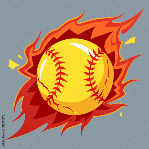 Fiery Softball Design for Sports Teams and Merchandise