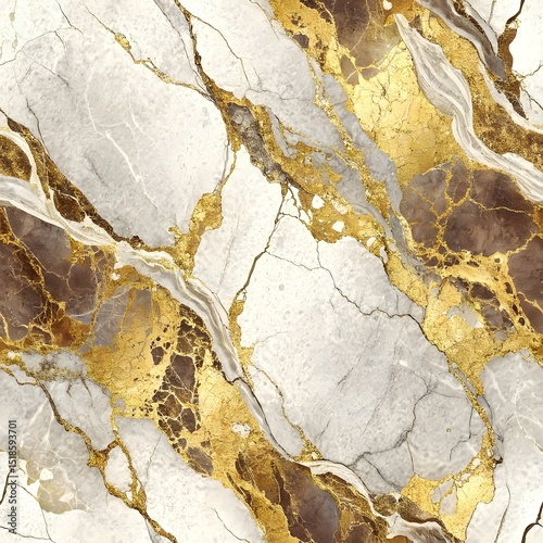 Gray and Gold Marble Texture with Veins and Cracks