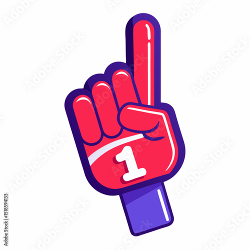 Number One Foam Finger Cartoon Illustration for Sports Fans