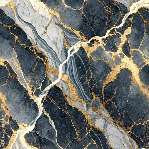 Abstract Luxury Marble Texture with Golden Veins and Gray Tones