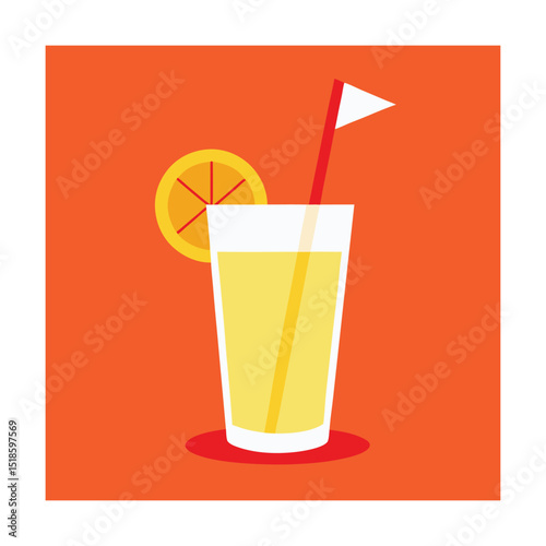 Refreshing summer citrus drink glass straw