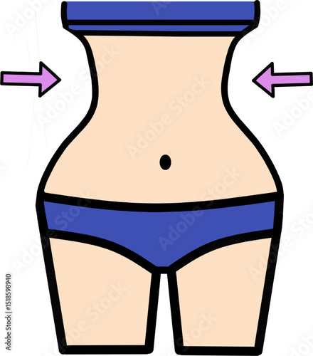 Illustration of a slim waist emphasizing weight loss, suitable for health, fitness, and diet content.