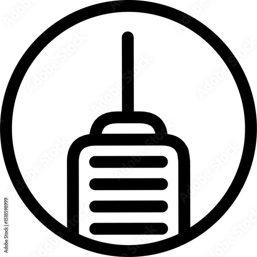 Simple black and white icon representing a walkie-talkie for communication apps or radio interfaces.