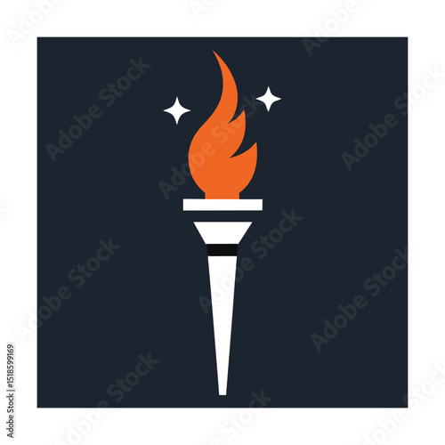 Illuminated torch symbol of victory and success