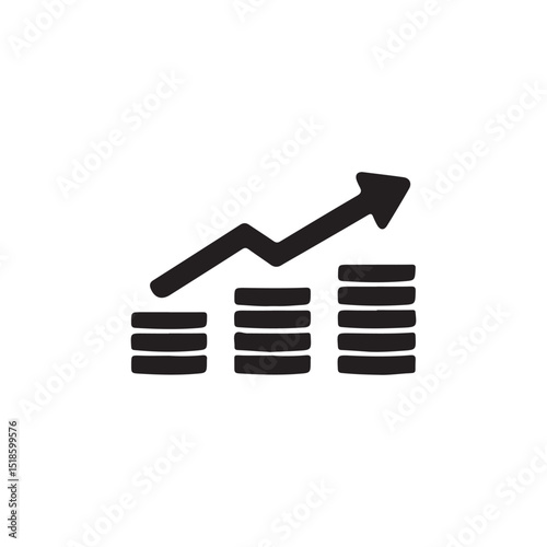 Growing Investment Graph Icon.Simple vector graphic of a growing investment graph.