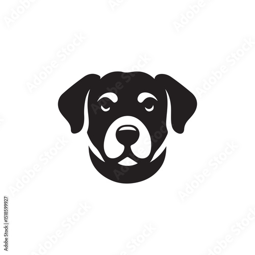 Stylish Black and White Silhouette of a Labrador Dog Head.A simple, elegant silhouette of a Labrador Retriever's head.