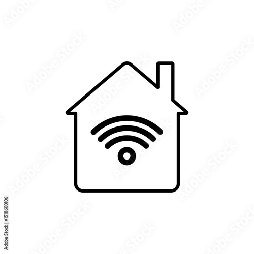 house icon with Wi-Fi signal, visual for home internet, smart home, home automation, connectivity or modern life suitable for web design, mobile apps, printed materials and presentations