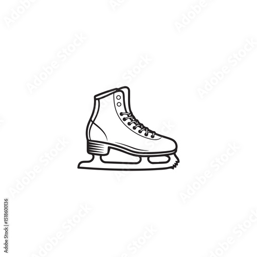 Stylish black and white ice skate illustration.A simple, elegant line drawing of a pair of ice skates.