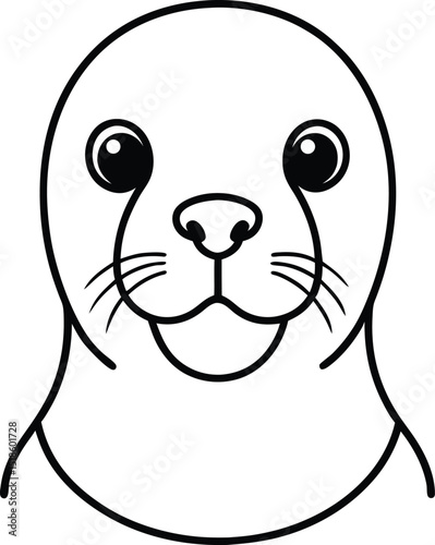 sea lion head icon line art vector illustration on transparent background