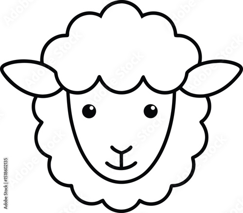 sheep head icon line art vector illustration on transparent background