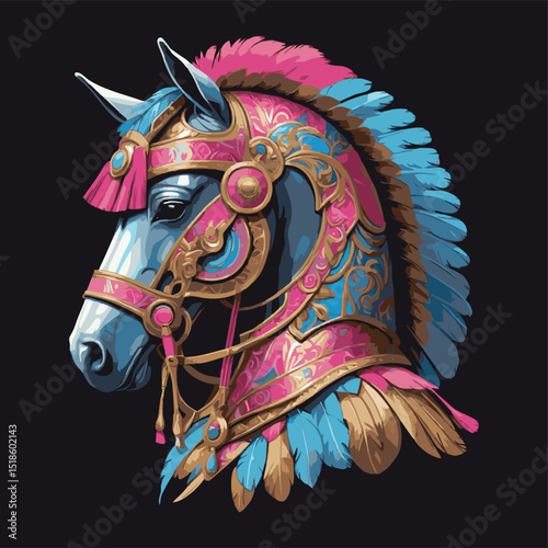 armored horse illustration