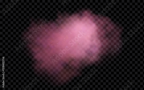 Pink powder dust with glittering shimmering swirls, shiny glitter design. Magical motion, sparkling lines on a black background.