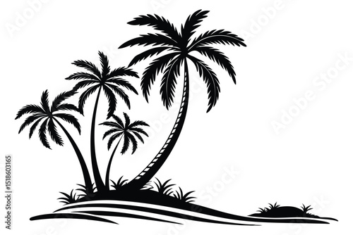 Palm tree shapes in various styles – tropical landscape and paradise decoration