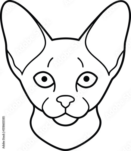 sphynx cat head icon line art vector illustration on transparent background