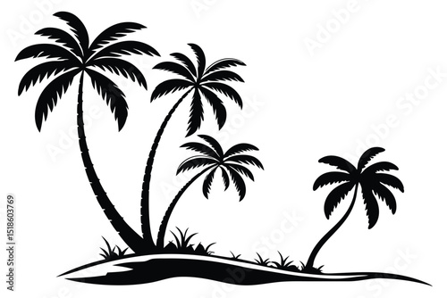 Palm tree shapes in various styles – tropical landscape and paradise decoration