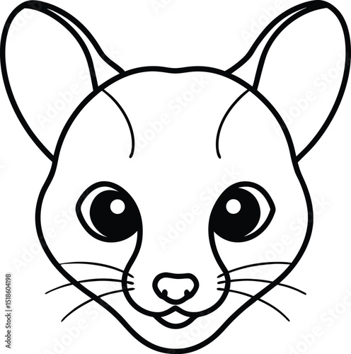 sugar glider head icon line art vector illustration on transparent background