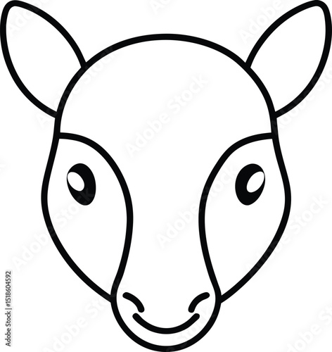 tapir head icon line art vector illustration on transparent background