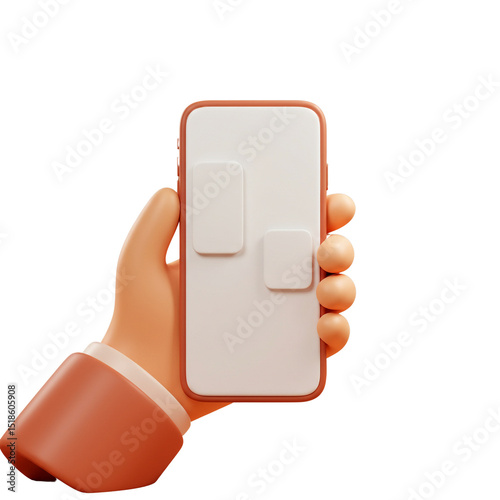 Hand holding modern smartphone with buttons in minimalistic design  