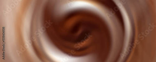 Soft wonderful mixed dark beige curvy eddy ripple luxury fond. Beautiful yummy volute fluid melt sweet choco cremy surface with space for text on glowing milky white stripe in middle of funnel