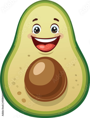 Laughing Avocado with Seed Belly – Playful Fruit Character Illustration