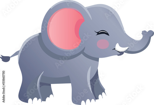 Baby Elephant Blowing Hearts with Its Trunk – Cute Animal Love Illustration