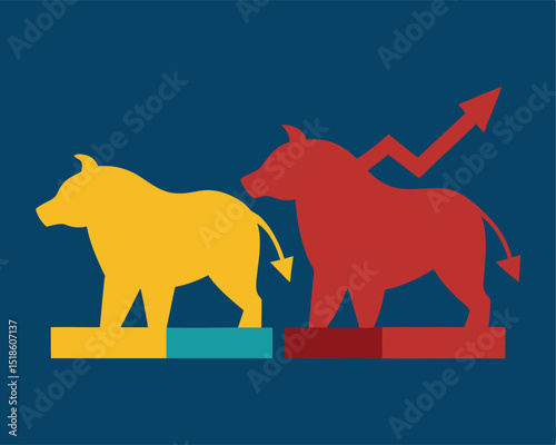 Bull and Bear Stock Market Icons | Visual Symbols of Market Trends