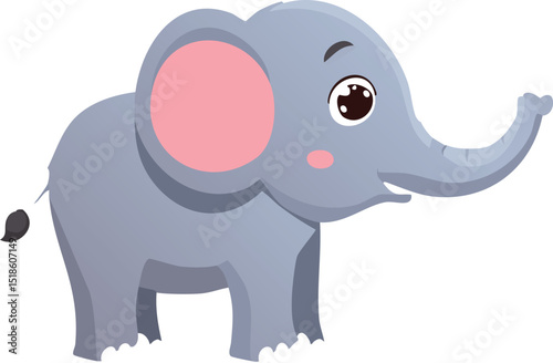 Baby Elephant Blowing Hearts with Its Trunk – Cute Animal Love Illustration