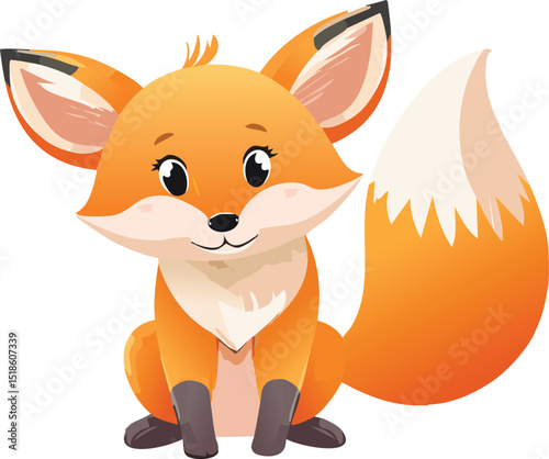 Baby fox with oversized ears and fluffy tail