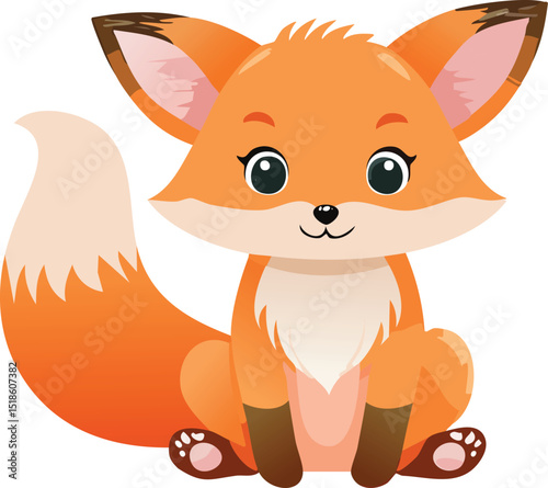 Baby fox with oversized ears and fluffy tail