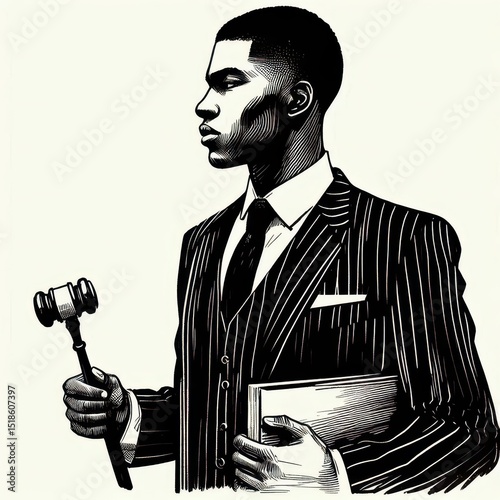A man in a suit holding a gavel