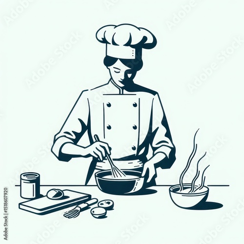 A chef mixing food in a bowl