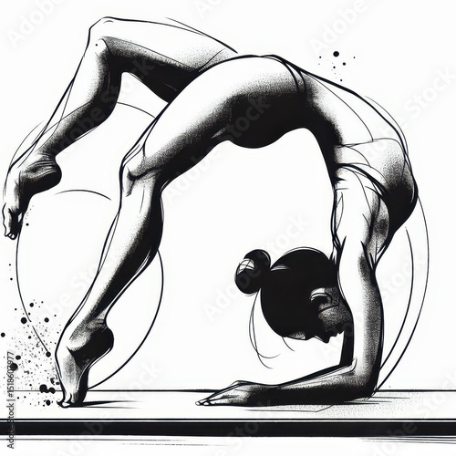 A drawing of a woman doing a bridge