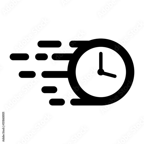 fast clock or moving time icon, concept of speed, time efficiency, urgent deadline, lightning delivery, time management, or rapid progress, suitable for web design, mobile app ui or ux