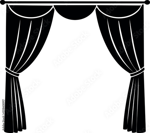 Curtain Silhouette Black Vector Illustration Vector Format