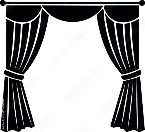 Curtain Silhouette Black Vector Illustration Vector Format