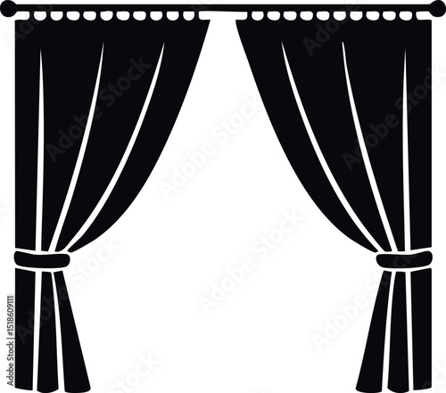 Curtain Silhouette Black Vector Illustration Vector Format