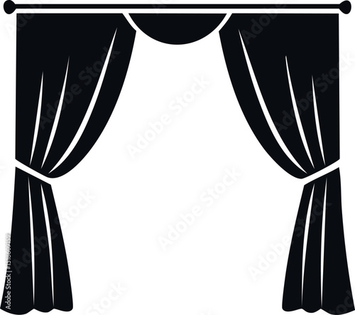 Curtain Silhouette Black Vector Illustration Vector Format