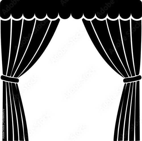 Curtain Silhouette Black Vector Illustration Vector Format