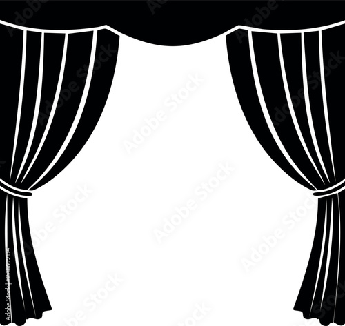 Curtain Silhouette Black Vector Illustration Vector Format