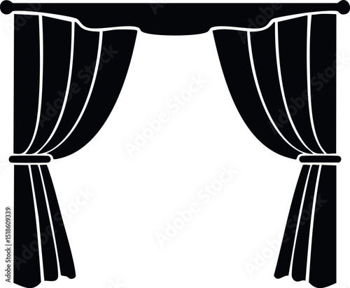 Curtain Silhouette Black Vector Illustration Vector Format
