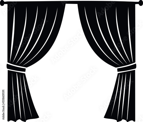 Curtain Silhouette Black Vector Illustration Vector Format