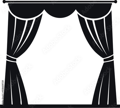 Curtain Silhouette Black Vector Illustration Vector Format