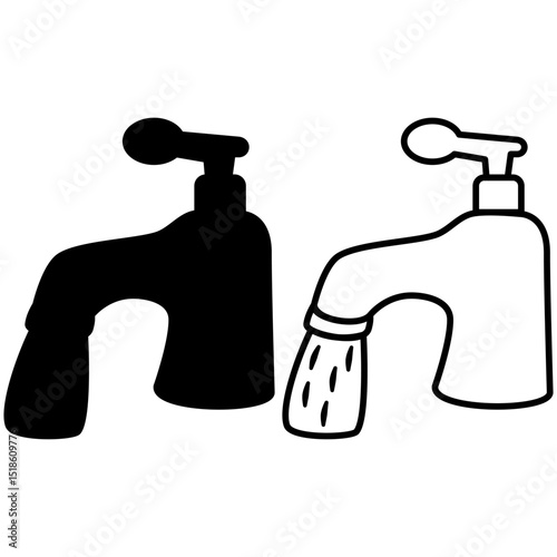 water tap icon, vector illustration symbol sign logo template pictogram, for ui or ux isolated on white for mobile app, editable