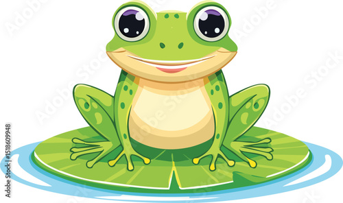 Frog with big eyes sitting on a lily pad