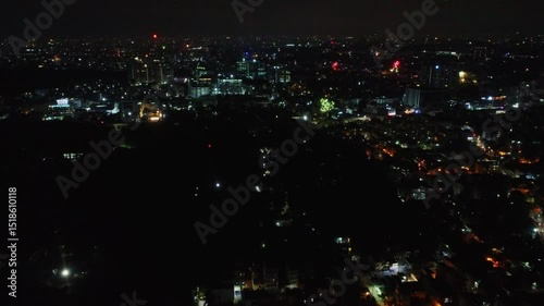 Aerial shot of beautiful fireworks in Bengaluru city after the Royal Challenger Bangalore (RCB) cricket team won the Indian Premier League (IPL) trophy 2025


