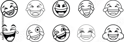 Collection of Hilarious Crying Laughing Emojis A Fun, Diverse Set of Emoticon Illustrations
