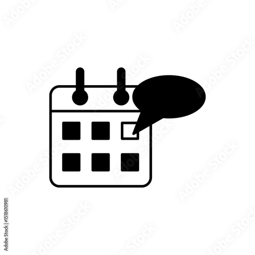 calendar with speech bubbles, comments on specific dates, or event messages, suitable for web design, mobile apps, user interfaces, and presentations on time management, communication, or planning