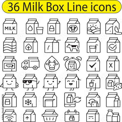 Milk Box Line icons