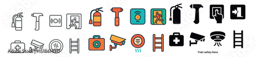 Fire and safety collection, emergency icons set. rescue and protection symbols pack